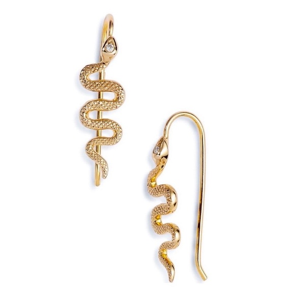Any 2/$20! Gold Squiggly Serpent Threader Earrings - Picture 2 of 5